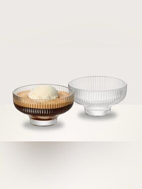 Nespresso Dessert Bowls - Set of 2 Affogato Glass Ribbed Bowls